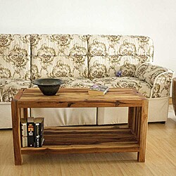 Hand-carved Teak Slat Coffee Table (Thailand)