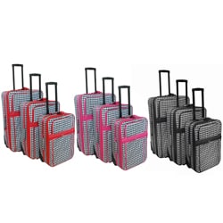 World Traveler 3-piece Houndstooth Expandable Luggage Set
