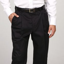 Austin Reed Men's Pleated Black Satin Twill Reflex Pants
