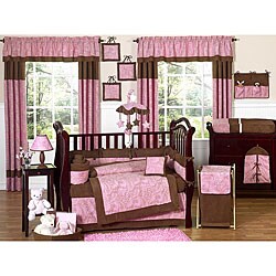 Pink Paisley 9-piece Crib Bedding Set