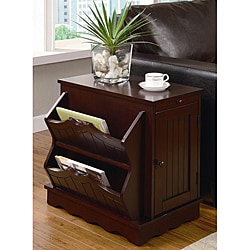 Harvard Cherry-finish Side Table Magazine Rack