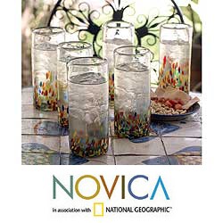 Set of 6 'Confetti' Highball Glasses (Mexico)