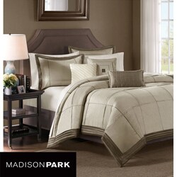 Madison Park Cascade Taupe 6-piece Queen-size Duvet Cover Set