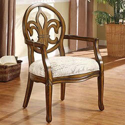Fleur De Lis Font Parchment Arm Chair