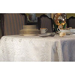  Floral Jacquard 61x137-inch Rectangular Pearl Tablecloth 