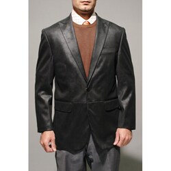 Mantoni Men's Black Faux Leather Sportcoat