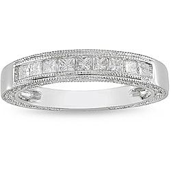 Miadora 10k White Gold 1/2ct TDW Diamond Anniversary Ring (G-H, I2-I3)