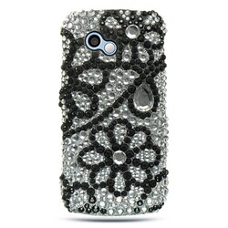LG Neon II Black Flower Rhinestone Case