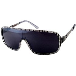 Airwalk Men's White Plaid Culprit Oversized Frame Sunglasses