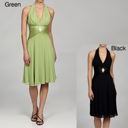 Issue New York Women's Pleated Waist Halter Dress