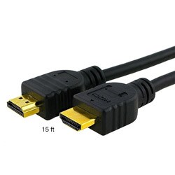 Black with Gold-plated Connectors 15-foot HDCP-compliant HDMI Cable