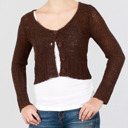 Lou Lou Women's Button Front Long Sleeve Crop Cardigan