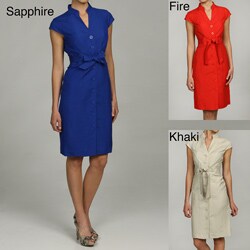 Calvin Klein Women's Belted V-neck Dress