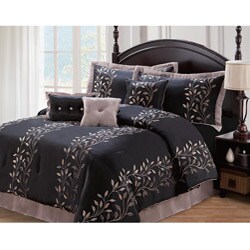 Menlo Park Black /Taupe 7-piece Comforter Set