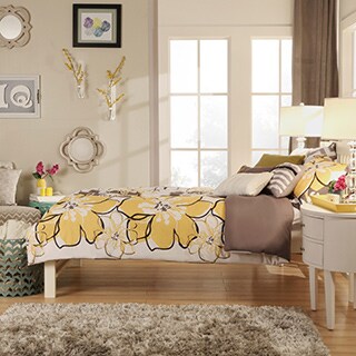 Simone White Twin-size Slatted Headboard Bed