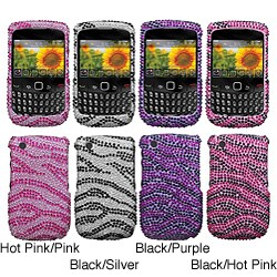 Premium BlackBerry Curve Zebra Rhinestone Case