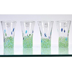Mouth-blown Monet Green 13-oz Highball Glasses (Set of 4)