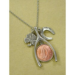 American Coin Treasures Lucky Irish Penny Wish Bone Necklace