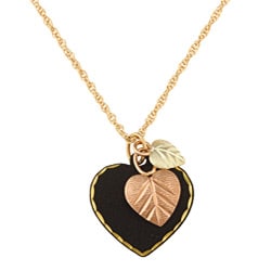 Black Hills Gold Black Powder-coated Brass Heart Necklace