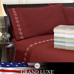 Grand Luxe Egyptian Cotton Sateen 500 Thread Count Swirl Deep Pocket Sheet Set and Pillowcase Separates