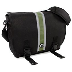 DadGear Center Stripe Green Messenger Diaper Bag 