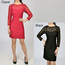 Sharagano Women's Lace 3/4-sleeve Dress
