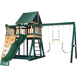 Congo Series Monkey Playsystem #1 Green Maintenance and Splinter Free Swing Set