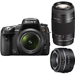 Sony Alpha 580L 16.2MP DSLR Camera with 18-55 SAL552002 and SAL85F28 Lenses