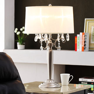 ETHAN HOME Silver Mist 3-light Crystal Chrome Table Lamp