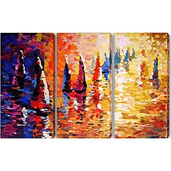 Abstract 'Boat' Canvas Art (Set of 3)