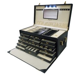 Morelle Largest Genuine Leather Jewelry Box w/ LED light