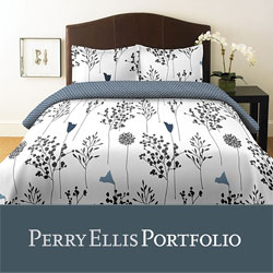 Perry Ellis Asian Lilly White Twin-size 2-piece Duvet Cover Set
