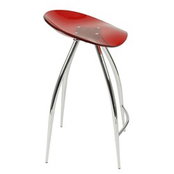 Red Acrylic Chrome-leg Swivel Stool