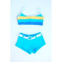 Azul Swimwear Girl's Turquoise Belted Swimsuit