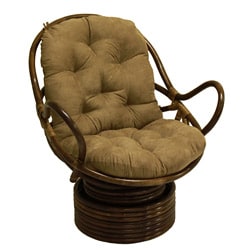 Rattan Coil Base Swivel Rocker Chair with Cushion