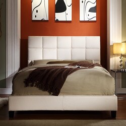 ETHAN HOME Sarajevo Beige Fabric Column King-size Bed