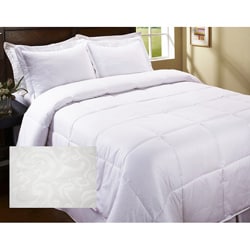 Embossed Scroll Microfiber Down Alternative Comforter Set