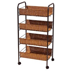 Wicker 4-tier Storage Cart