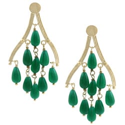 Rivka Friedman 18k Gold Overlay Green Quartzite Chandelier Earrings