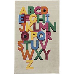 Handmade Alexa Pino Kids Alphabet Ivory Rug (5' x 8')