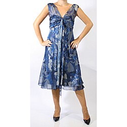 R&M Richards Women's Navy Print Scarf Dress