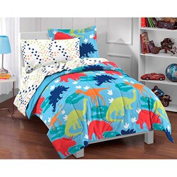 Dinosaur Prints 5-piece Twin-size Bed in a Bag with Sheet Set