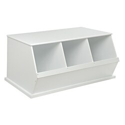 Three Bin Stackable Storage Cubby in White