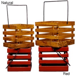 French Style Wooden Hanging Planter (Set of 2)