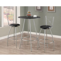 Silver and Black 3-piece Pub Table Set