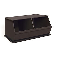 Two Bin Stackable Storage Cubby in Espresso
