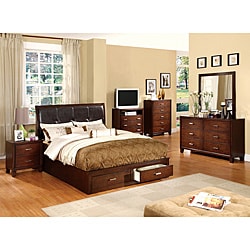 York Brown Cherry Finish 5-piece Queen-size Bed Set 
