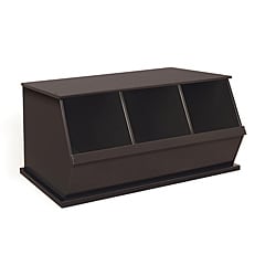Three Bin Stackable Storage Cubby in Espresso