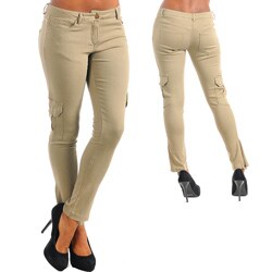 Stanzino Women's Khaki Cargo Pocket Stretch Pants 