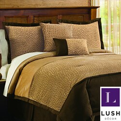 Lush Decor Taupe 4-Piece Animal Plush Comforter Set